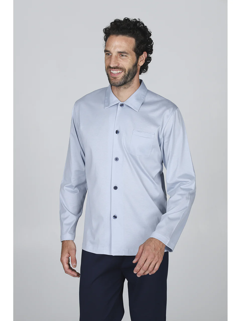 Men’s long broken pajamas made of mercerized cotton