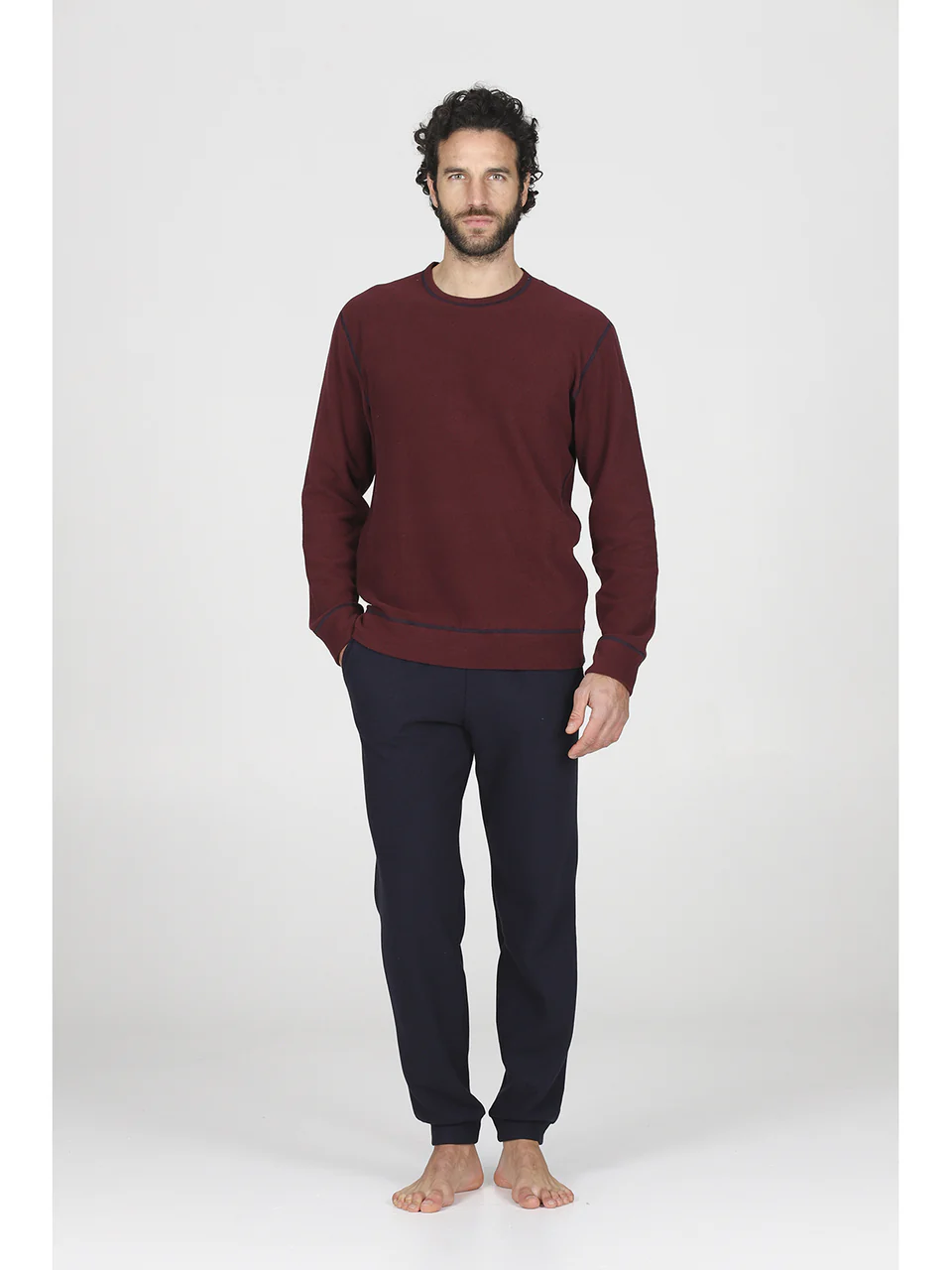Reversible crew neck pyjama, two colors