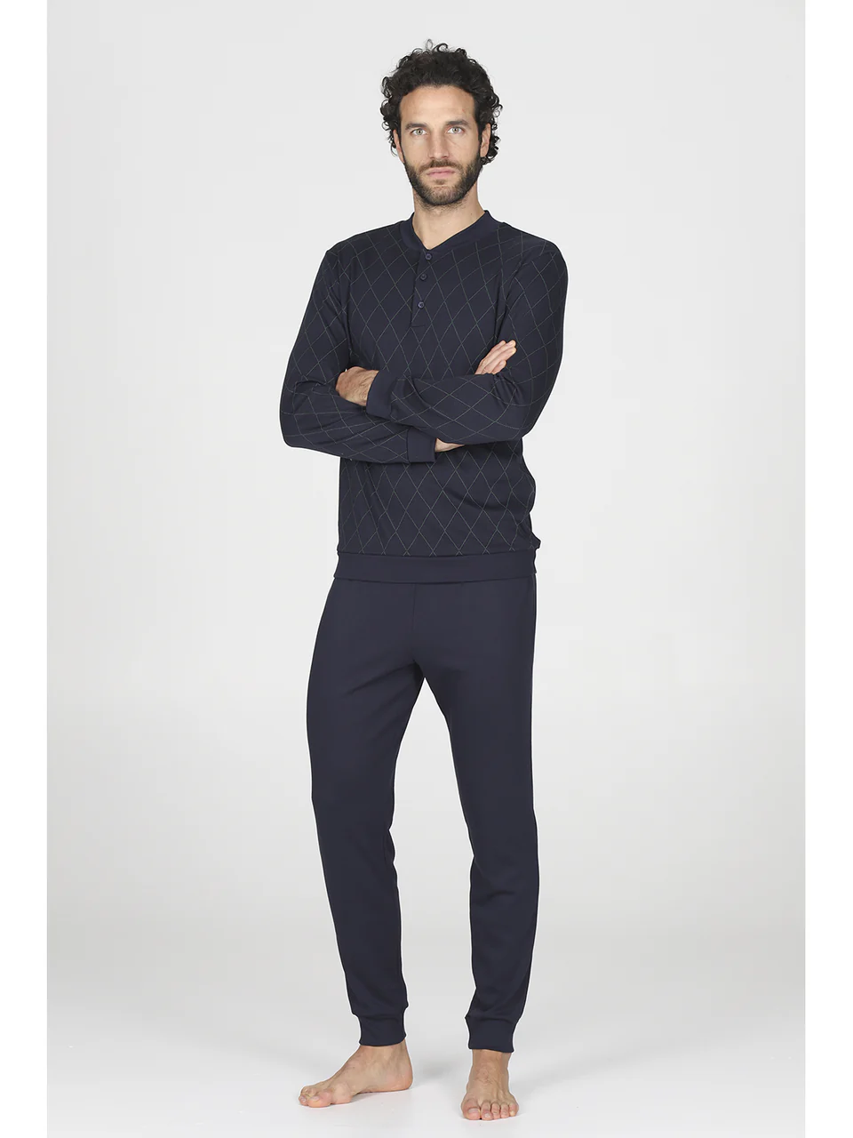Pajama set in soft modal diamond pattern