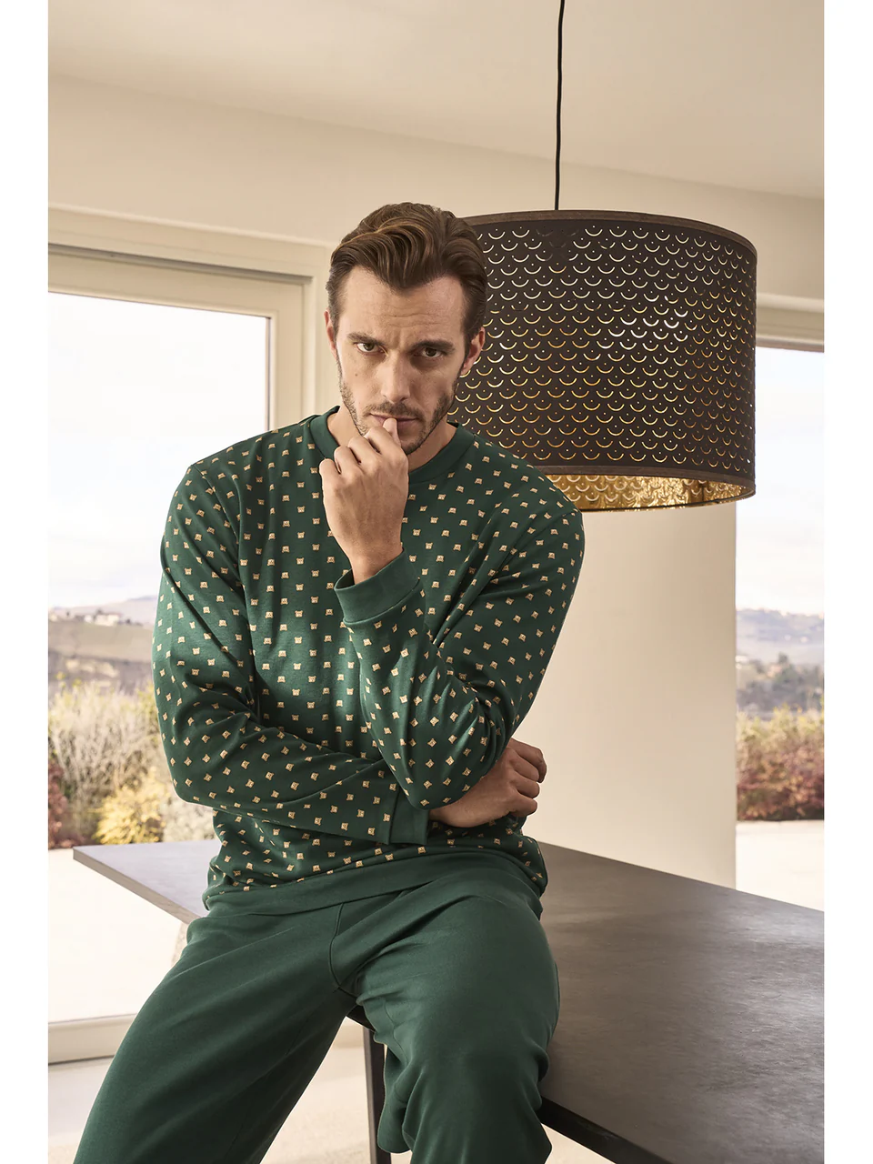 Footed pajama model, in warm pure cotton interlock