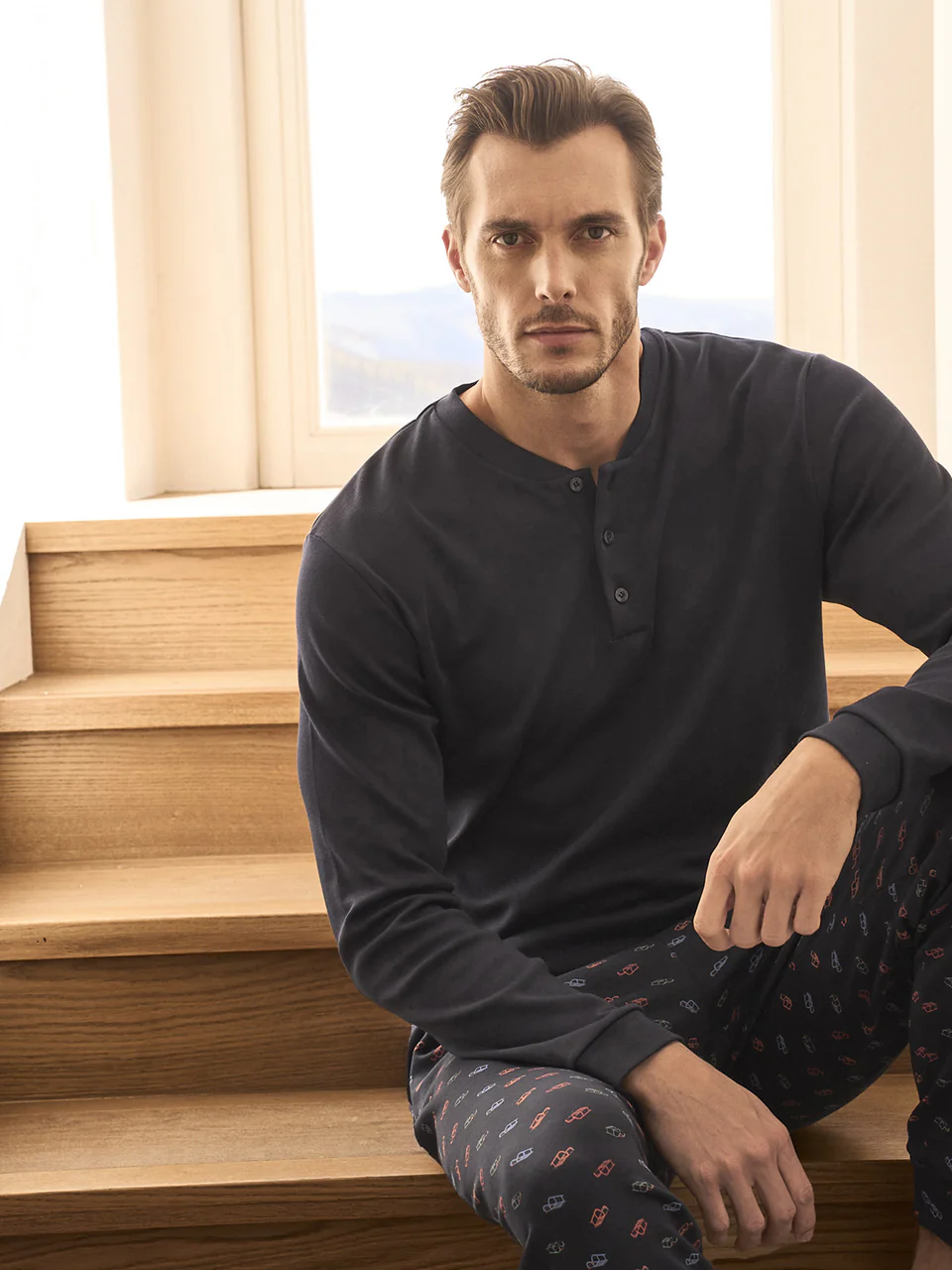 PJamas in soft interlock of pure cotton, patterned TROUSERS