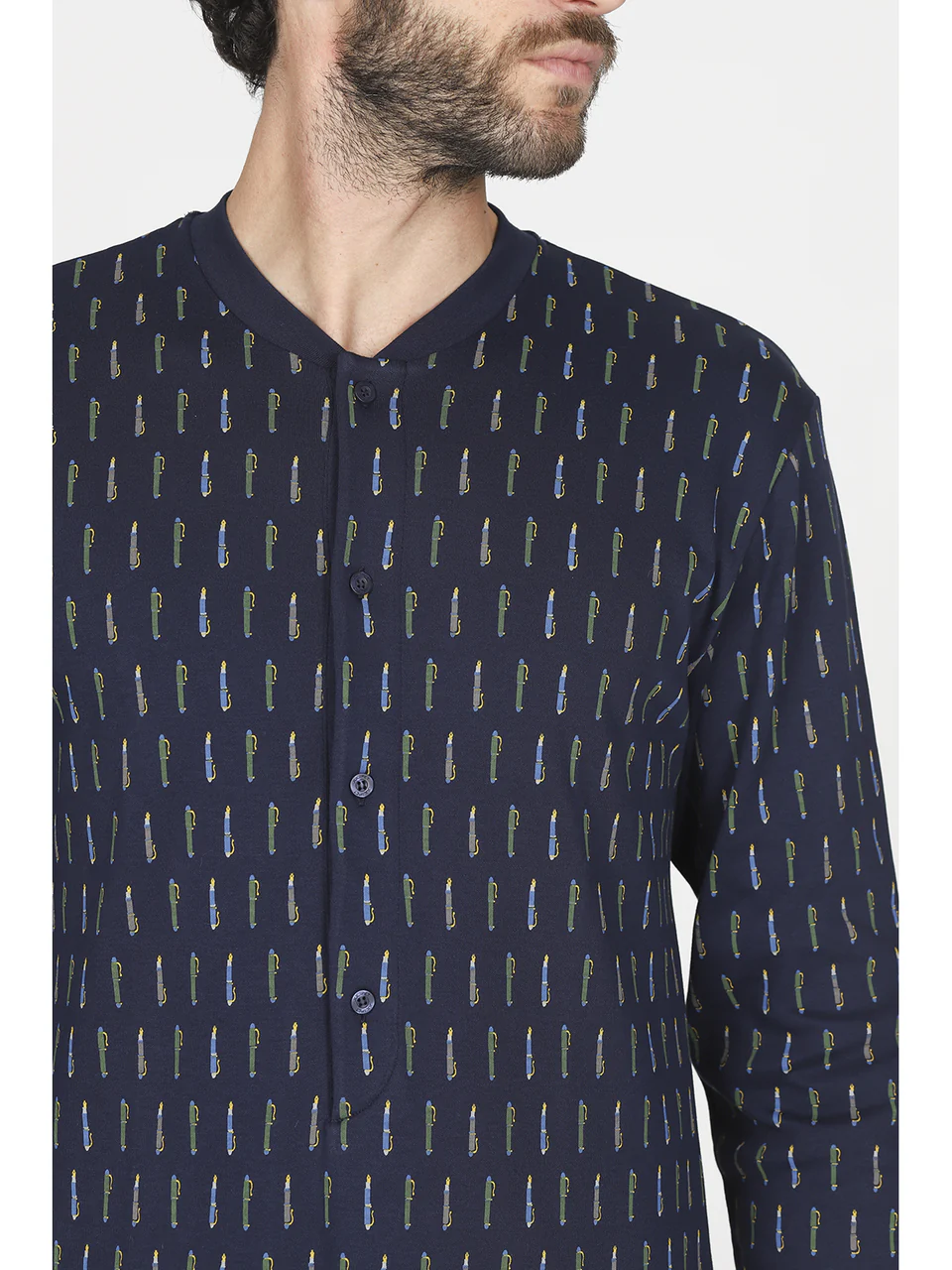 Night shirt in soft interlock 100% cotton, with a fancy design