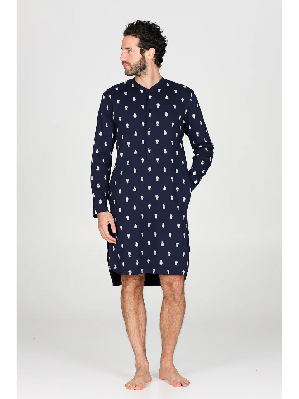 Nightgown in Warm Pure Cotton Interlock-ORE