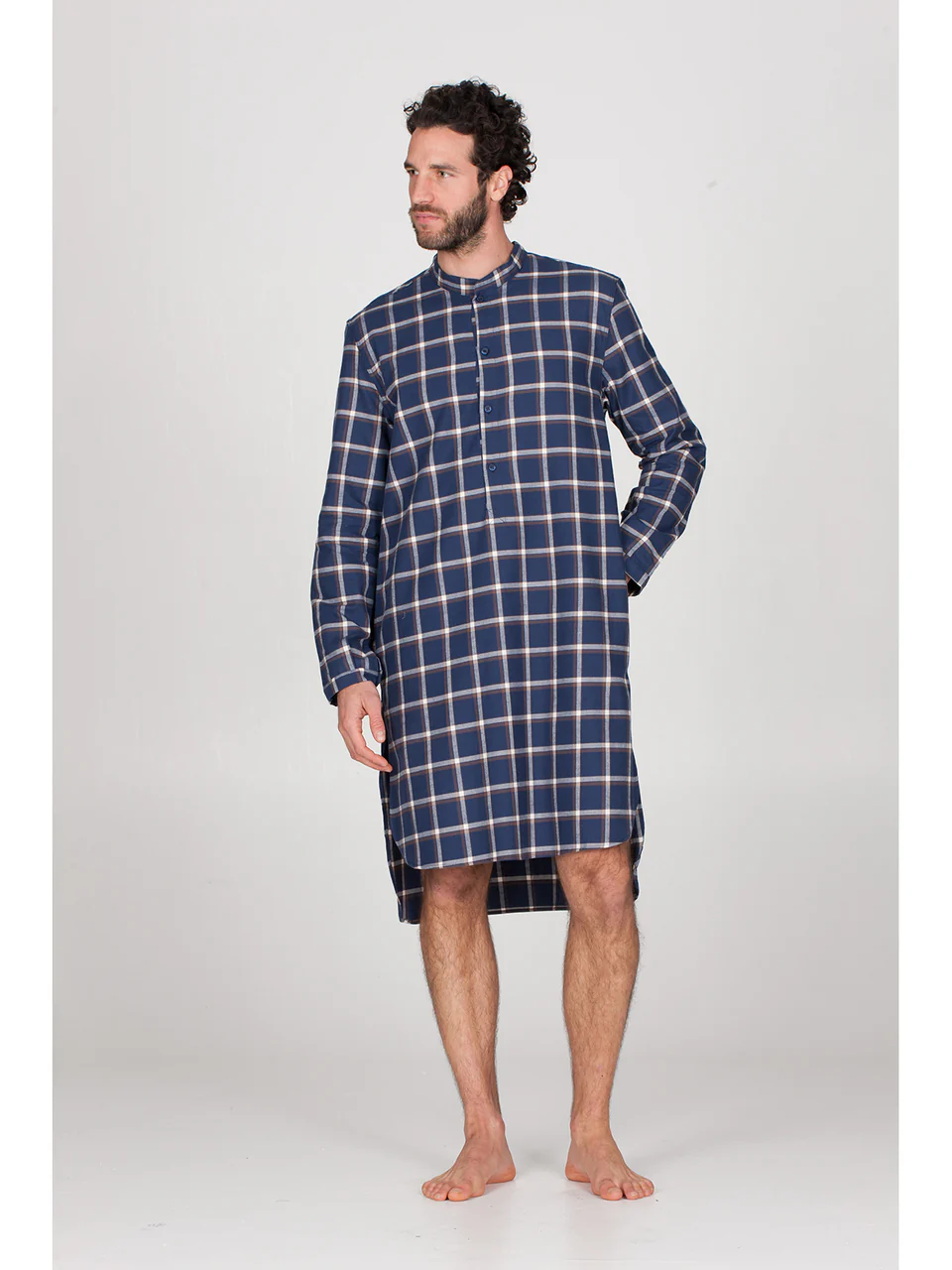 Warm Pure Cotton Flannel Nightgown-CHECK (JAL861_153)
