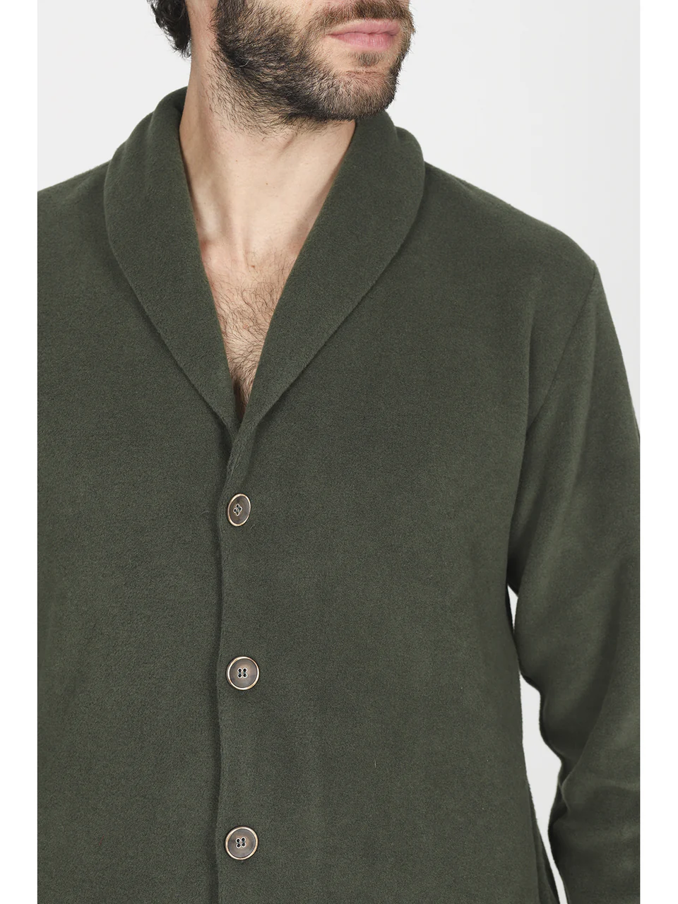 Elegant cardigan in soft viscose fleece-GREEN