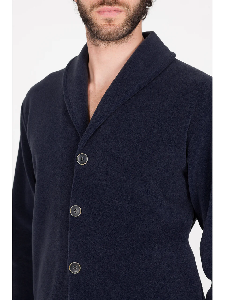 Elegant cardigan in soft viscose fleece-NAVY BLUE