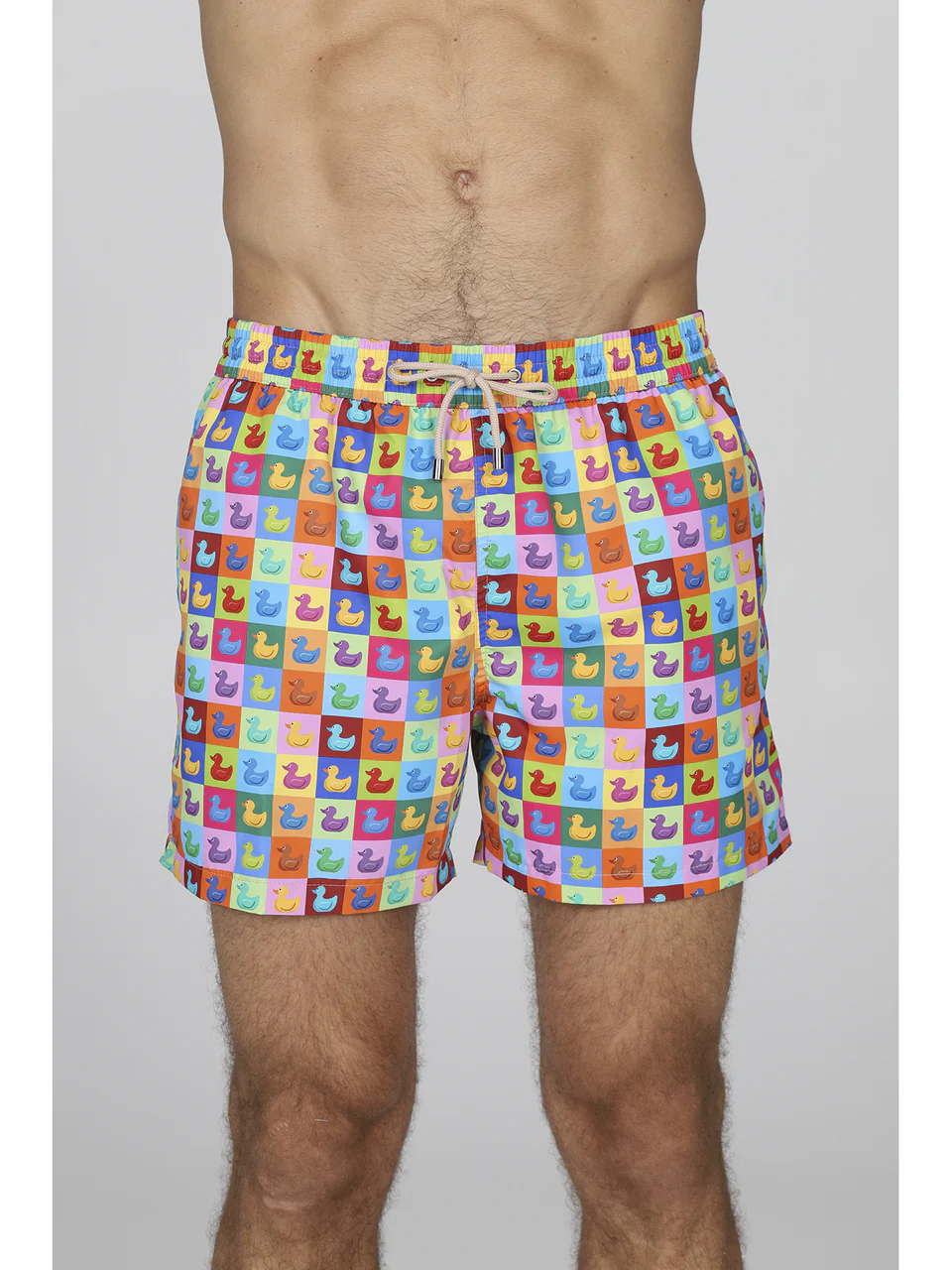 Beach shorts in lightweight microfiber fabric, duck pattern