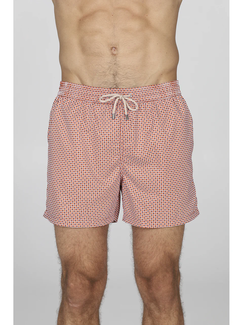 Light microfiber swim shorts with tie pattern