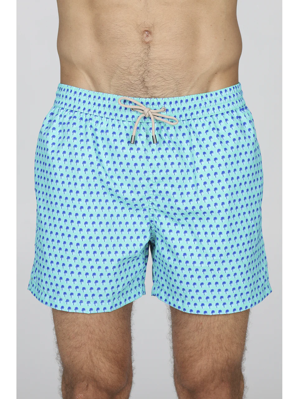 Light microfiber beach shorts with palm pattern
