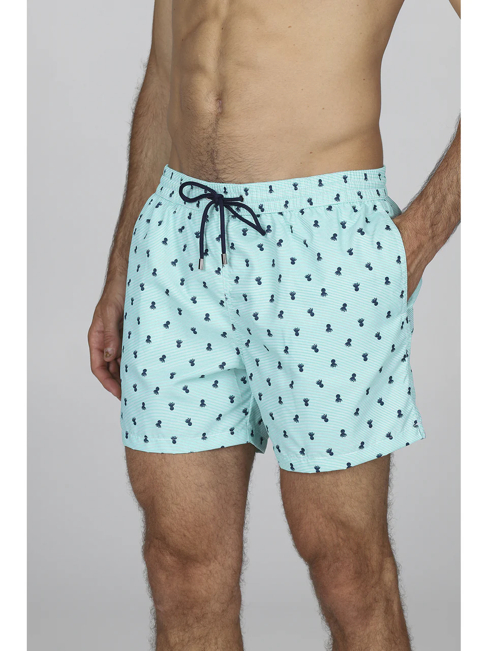 Beach shorts in lightweight microfiber fabric, octopus pattern