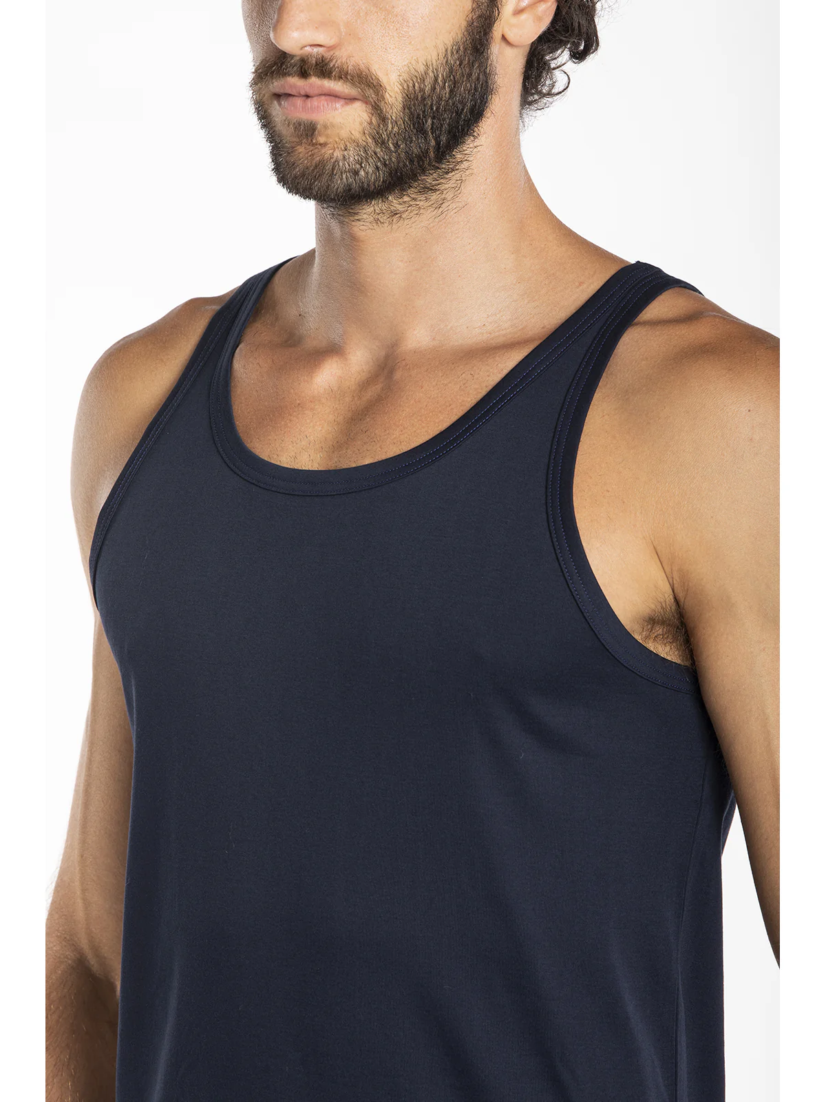 Interlock Tank Top In Pure Cotton “Double Knit” – BLUE