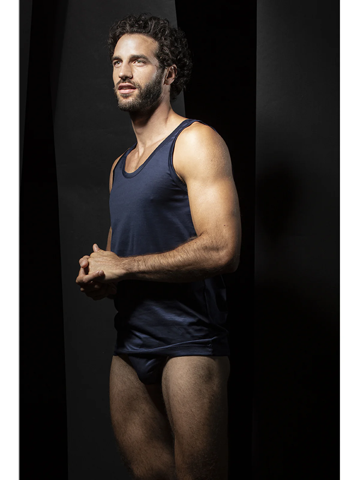 Tank Top In Mercerized And Gas-Treated Pure Cotton Jersey – BLUE
