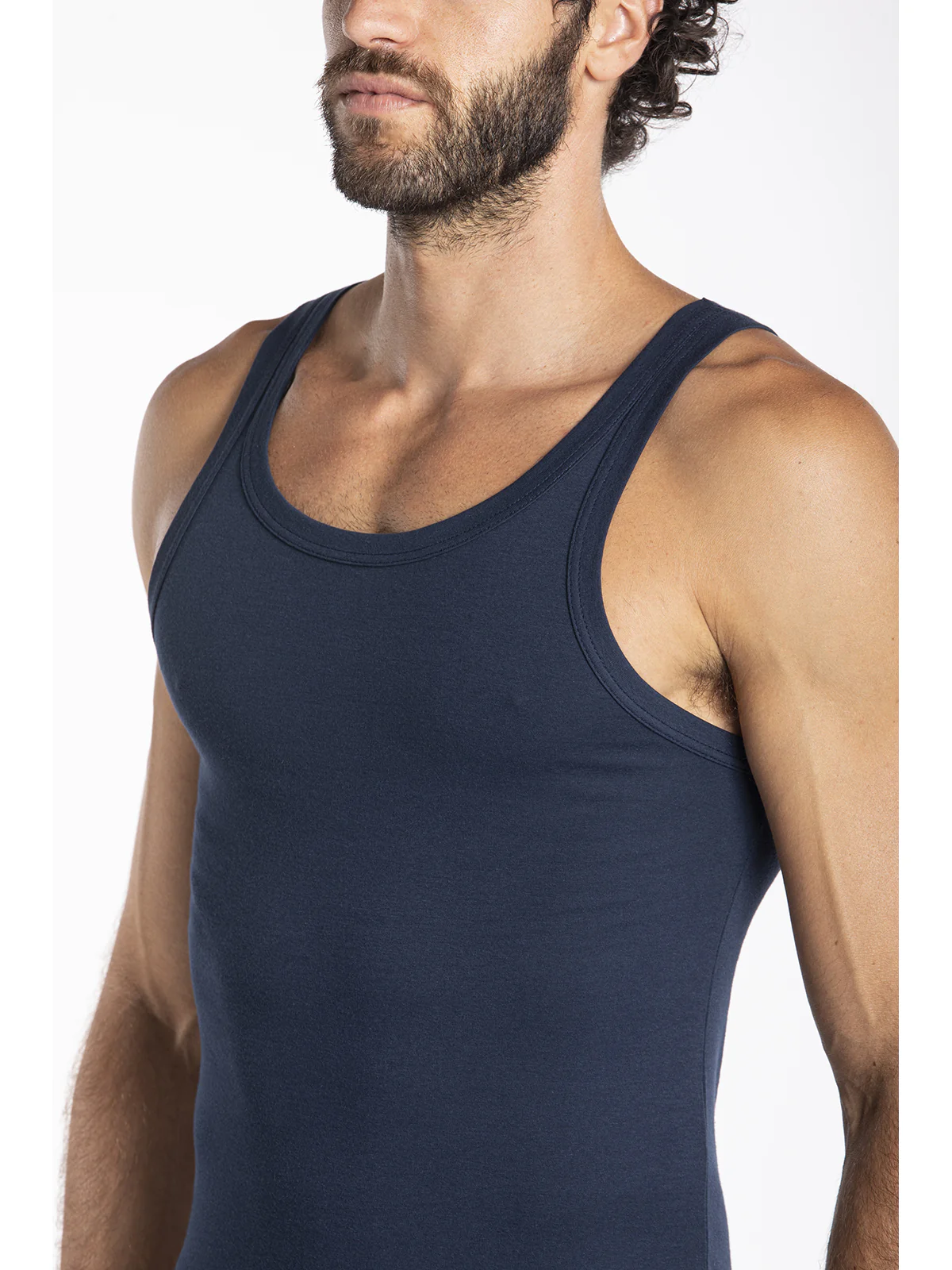 Modern and comfortable stretch cotton jersey tank top blue