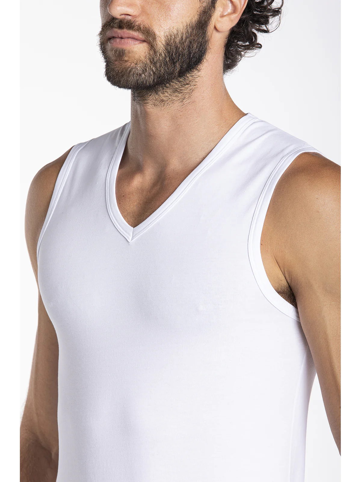 Sleeveless jersey t-shirt in stretch cotton black