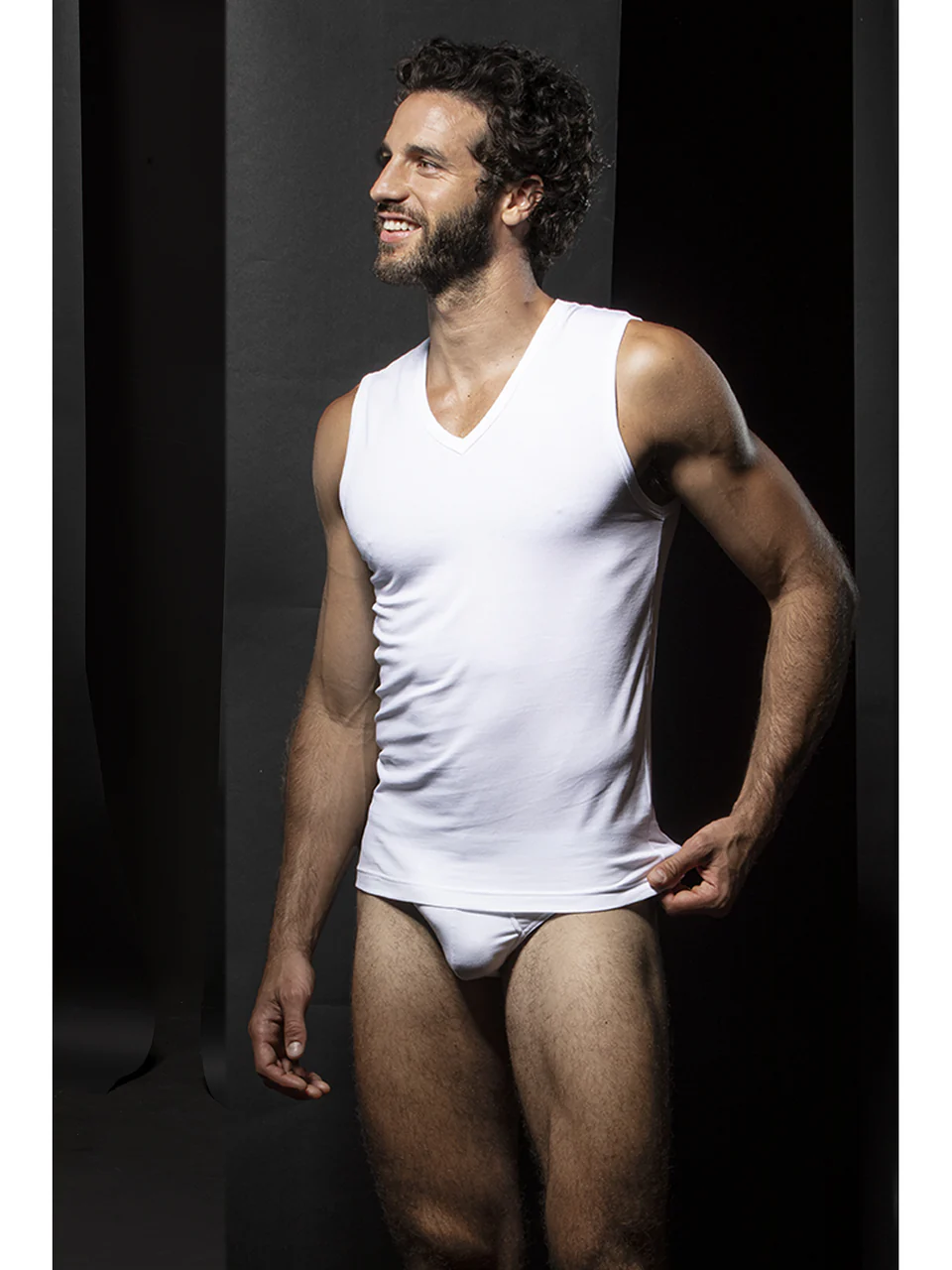 Sleeveless stretch cotton jersey t-shirt