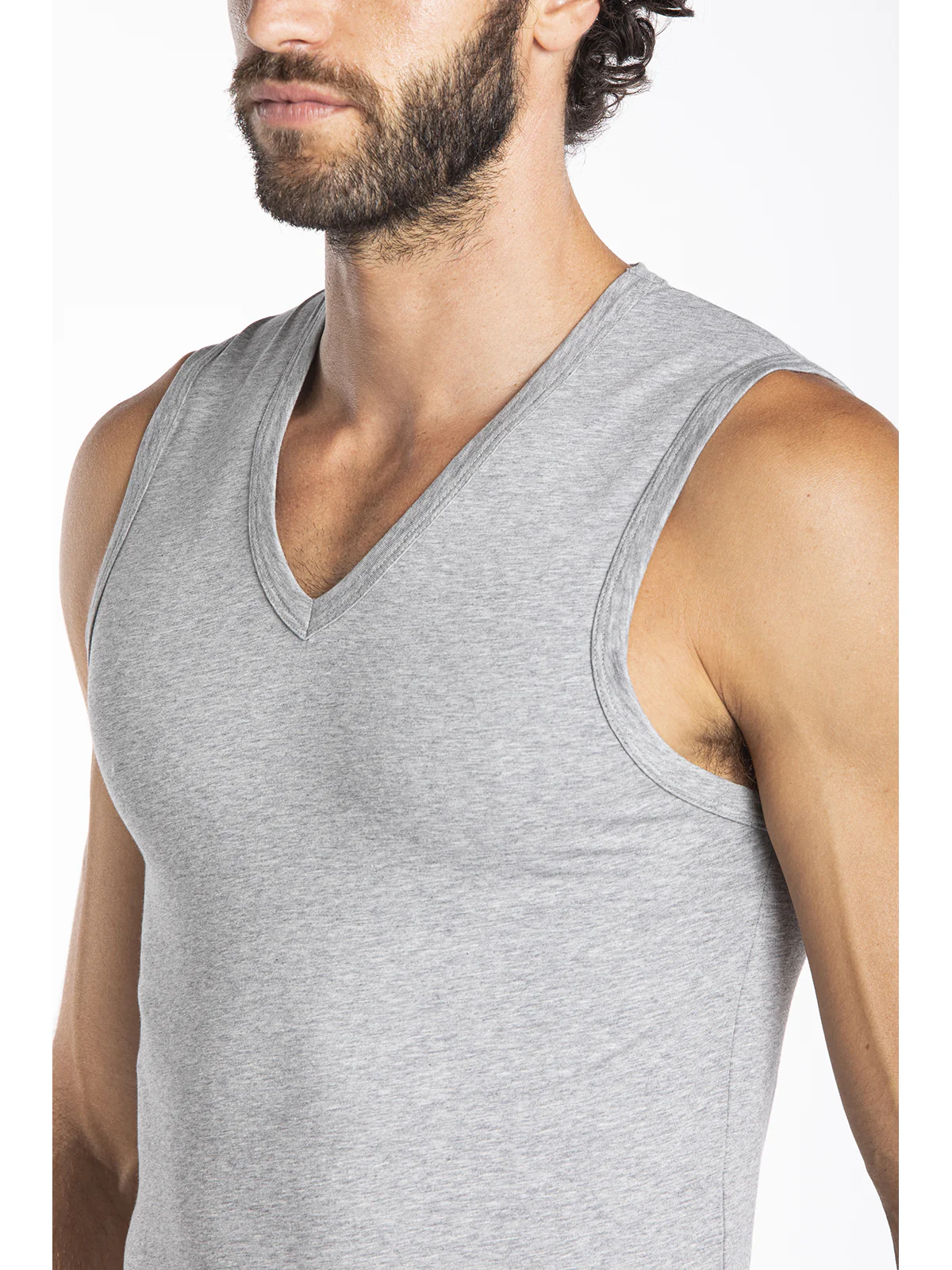 Sleeveless stretch cotton jersey t-shirt gray