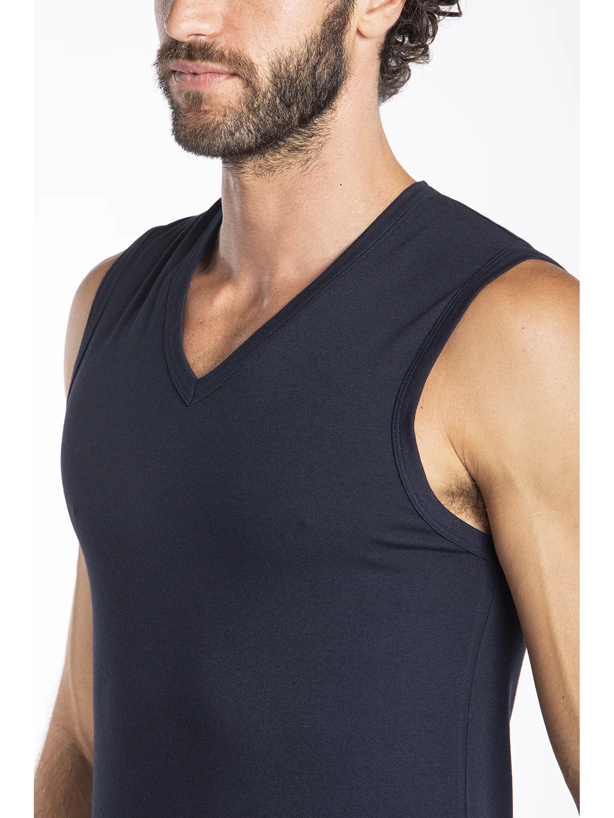 Sleeveless jersey stretch cotton t-shirt