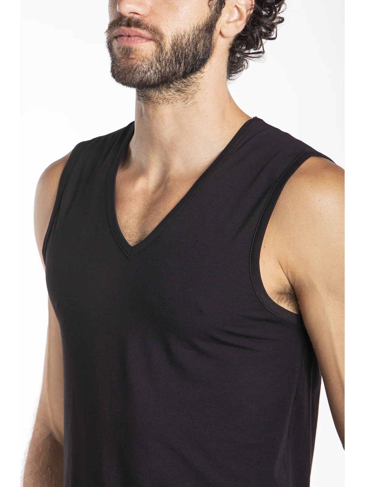Sleeveless t-shirt in lightweight stretch cotton jersey black