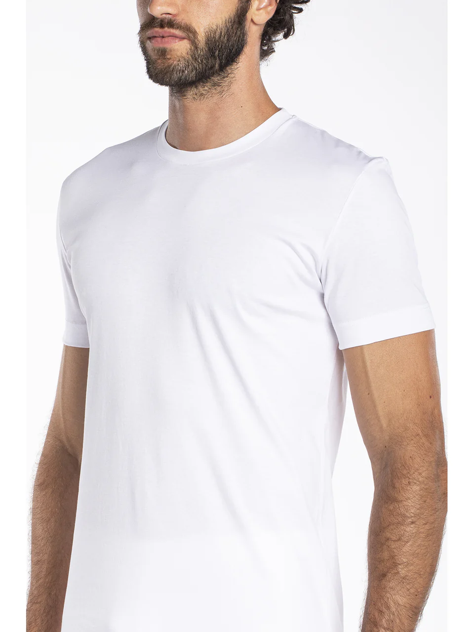 Crew neck t-shirt in pure cotton interlock “double jersey”