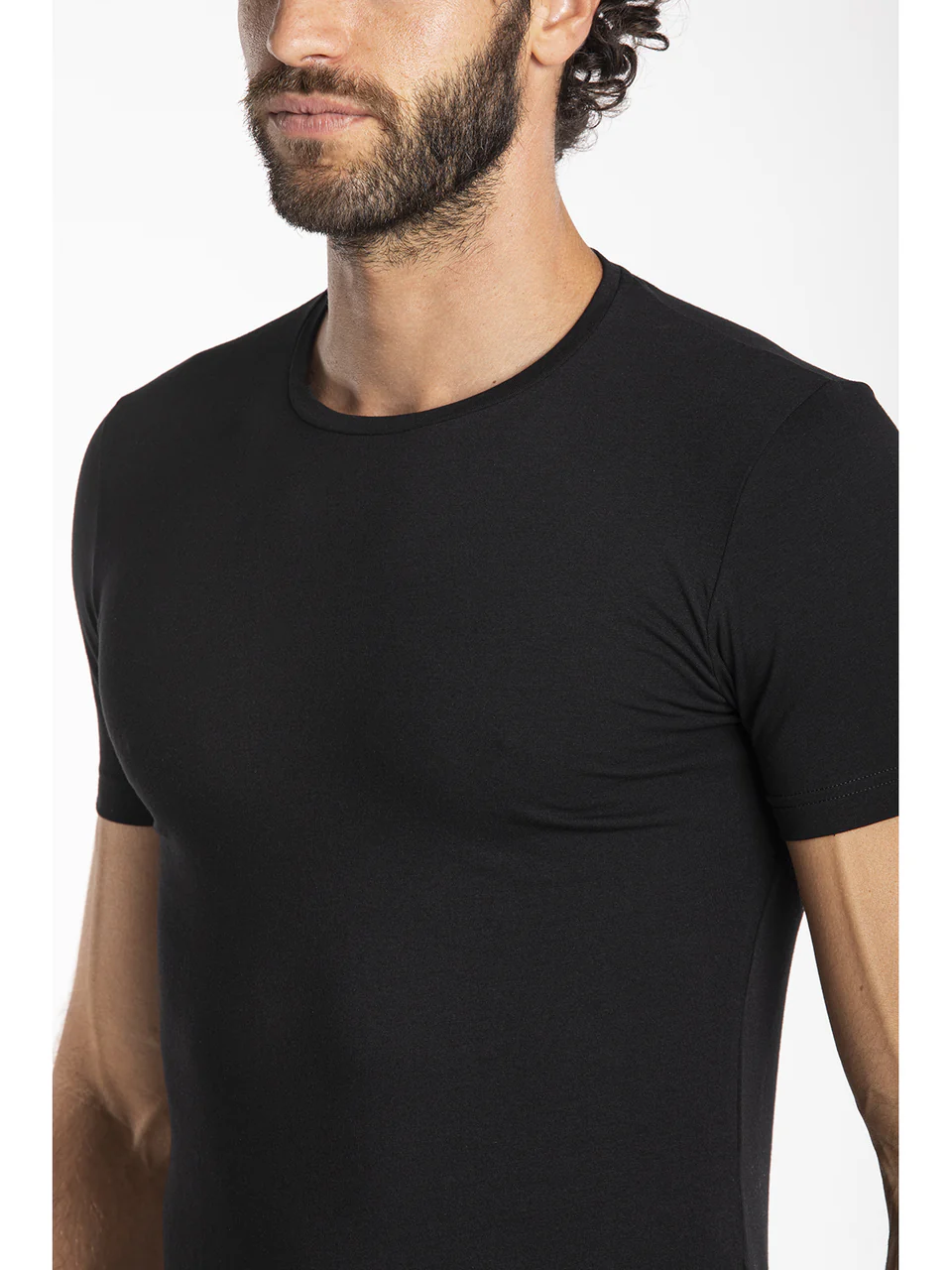 Stretch cotton jersey t-shirt Black
