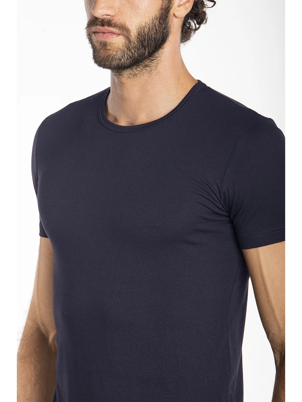 Crew neck t-shirt in stretch cotton jersey