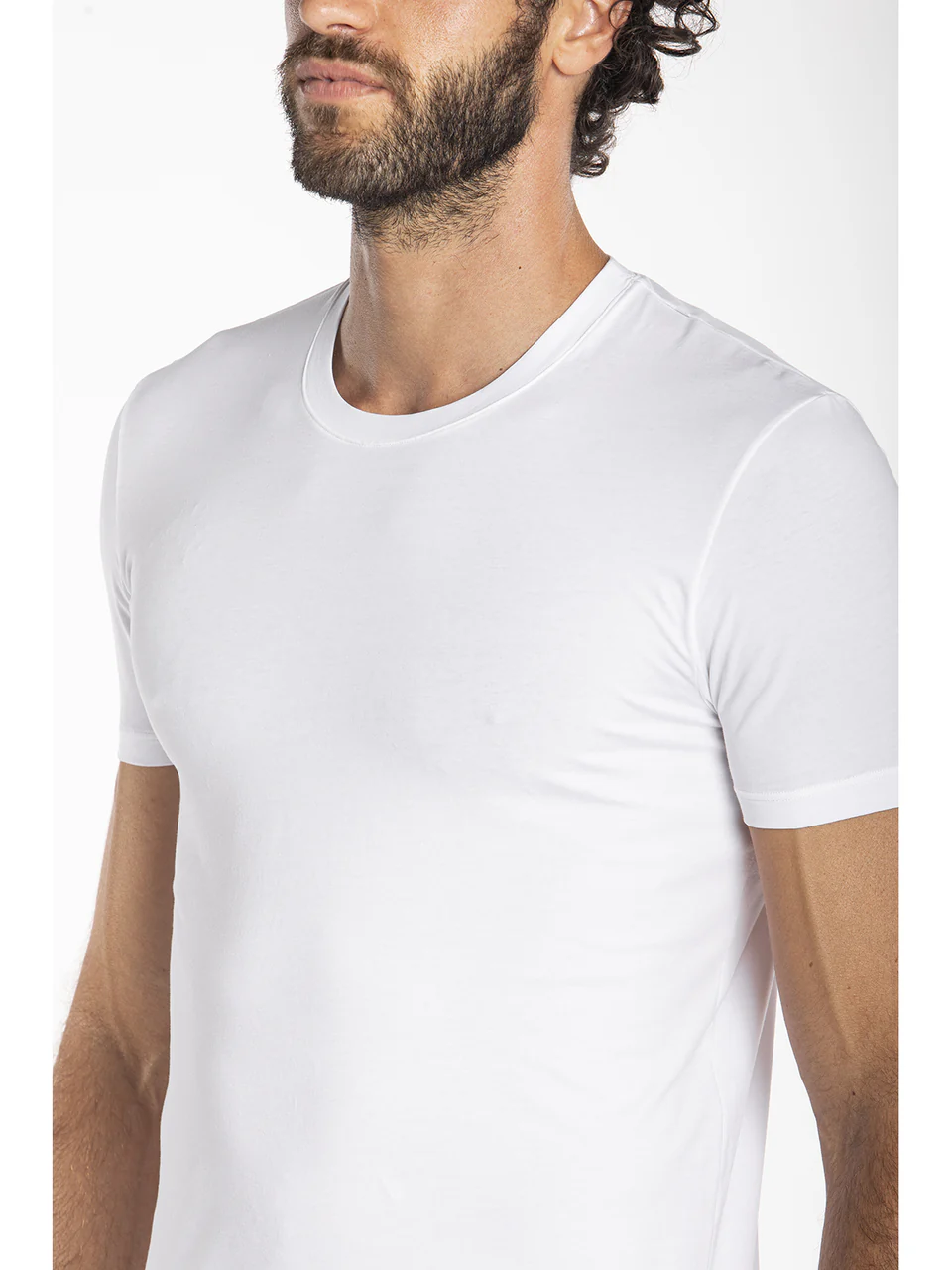 Crew neck t-shirt in lightweight stretch cotton jersey white