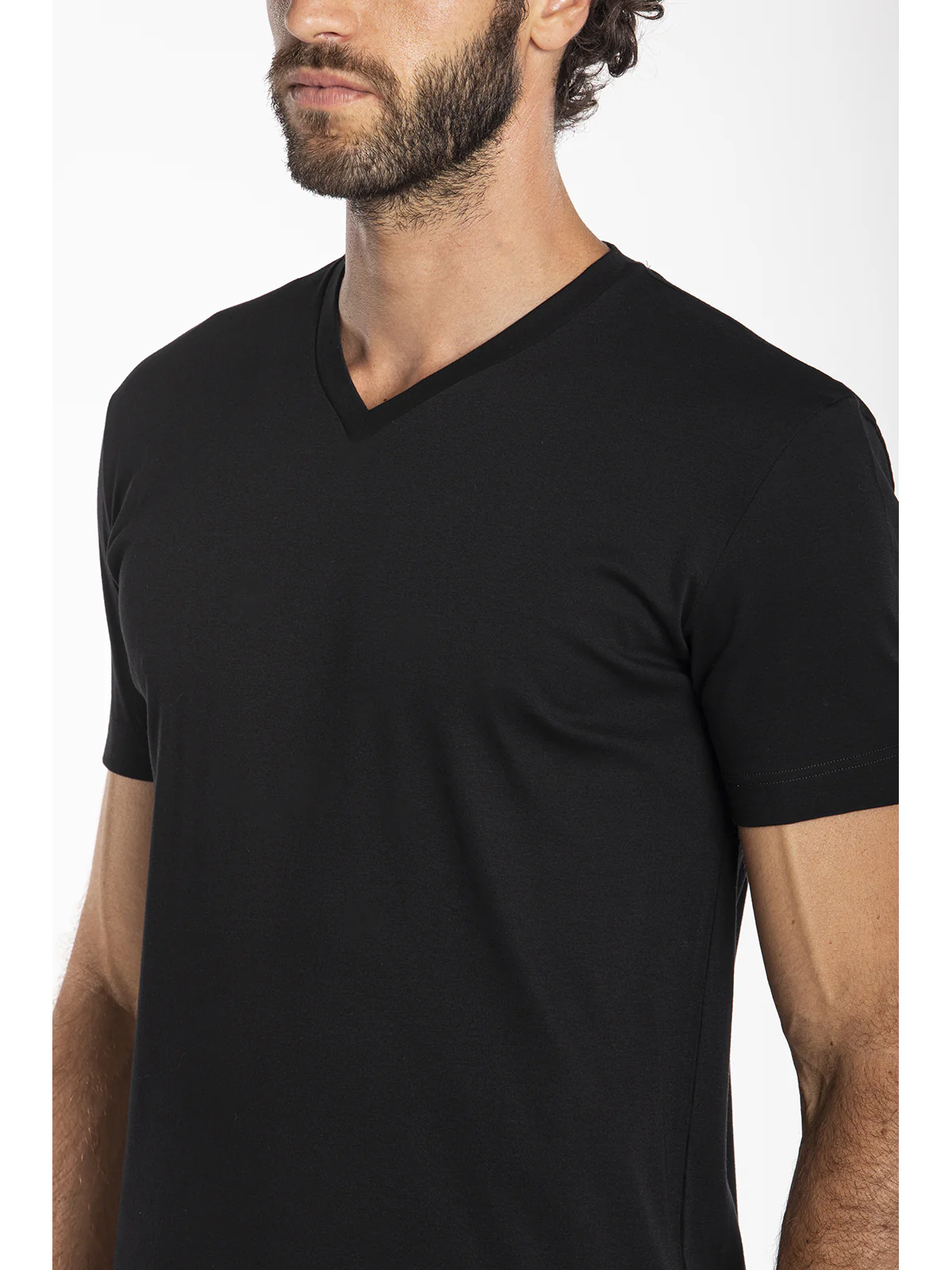 V-neck pure cotton interlock “double jersey” t-shirt