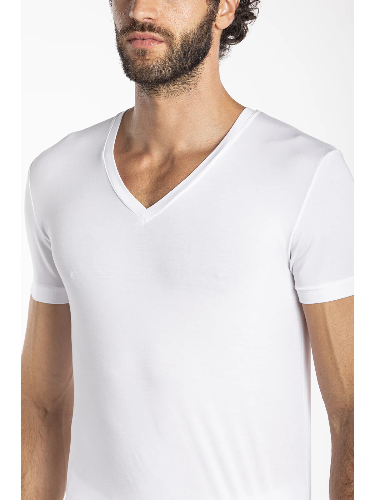 V-neck micromodal jersey t-shirt