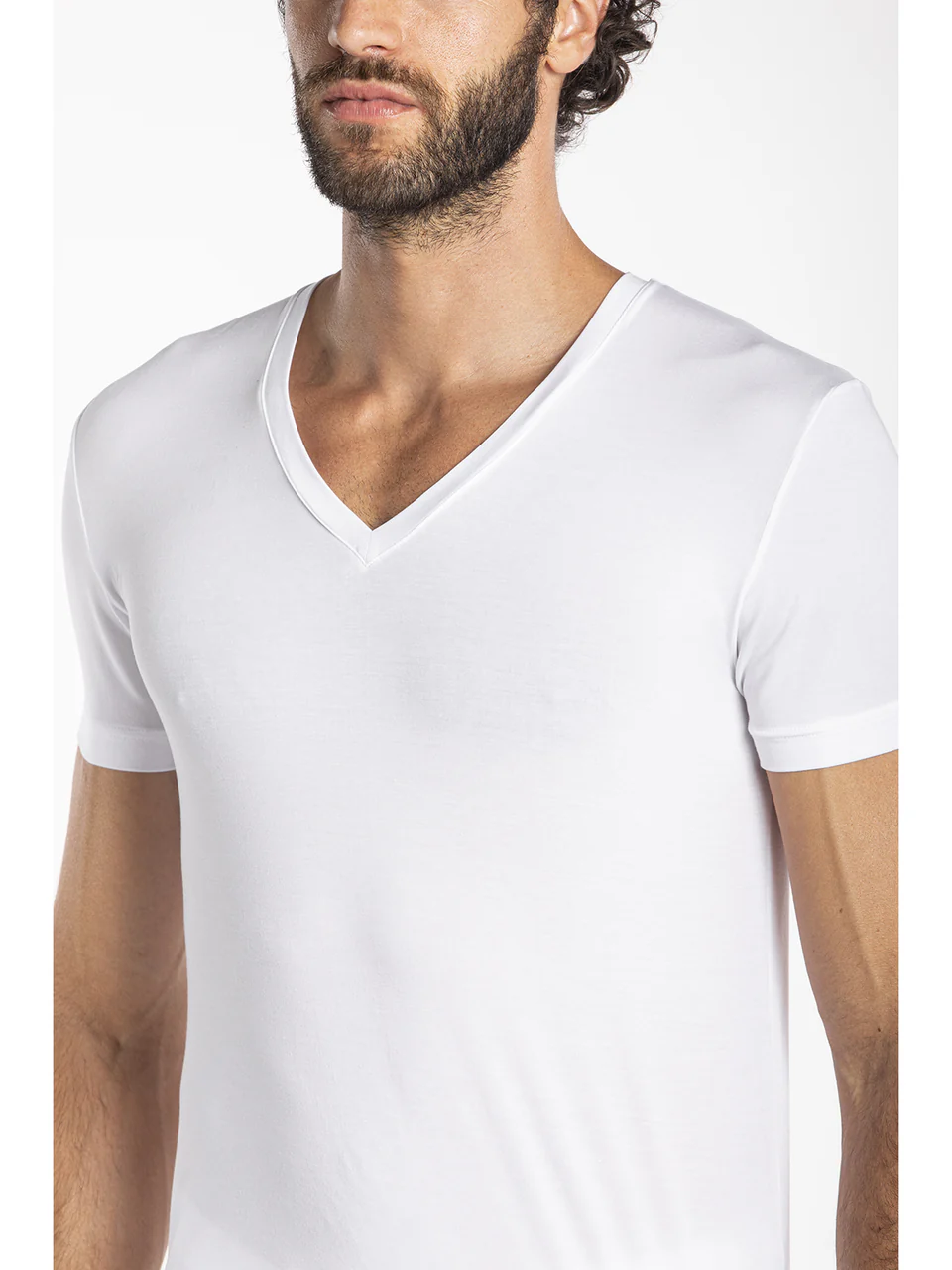 V-neck micromodal jersey t-shirt