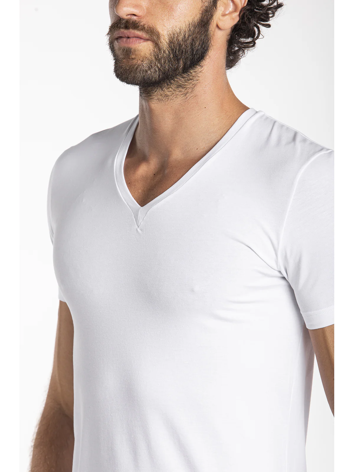 V-neck stretch cotton jersey t-shirt white