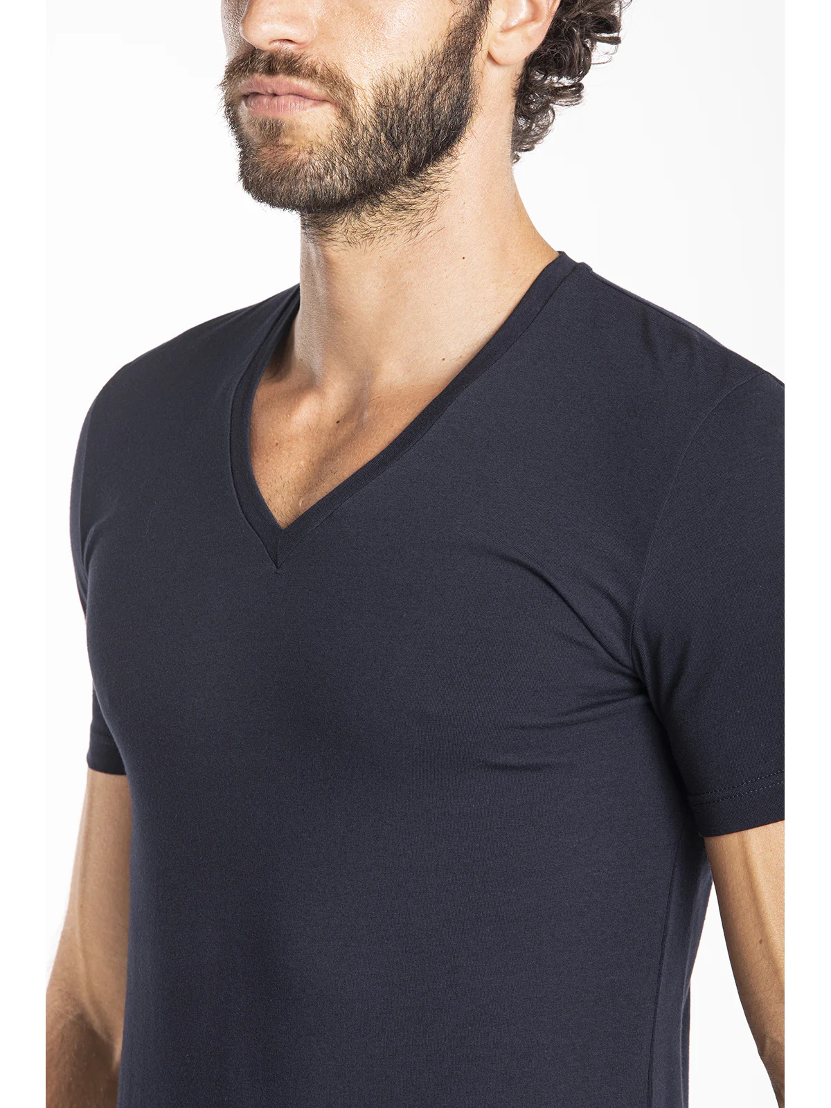 V-neck t-shirt in stretch cotton jersey