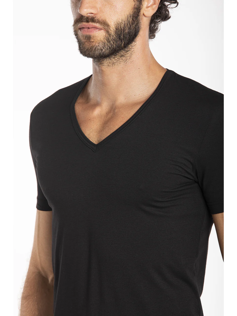 V-neck t-shirt in stretch cotton jersey