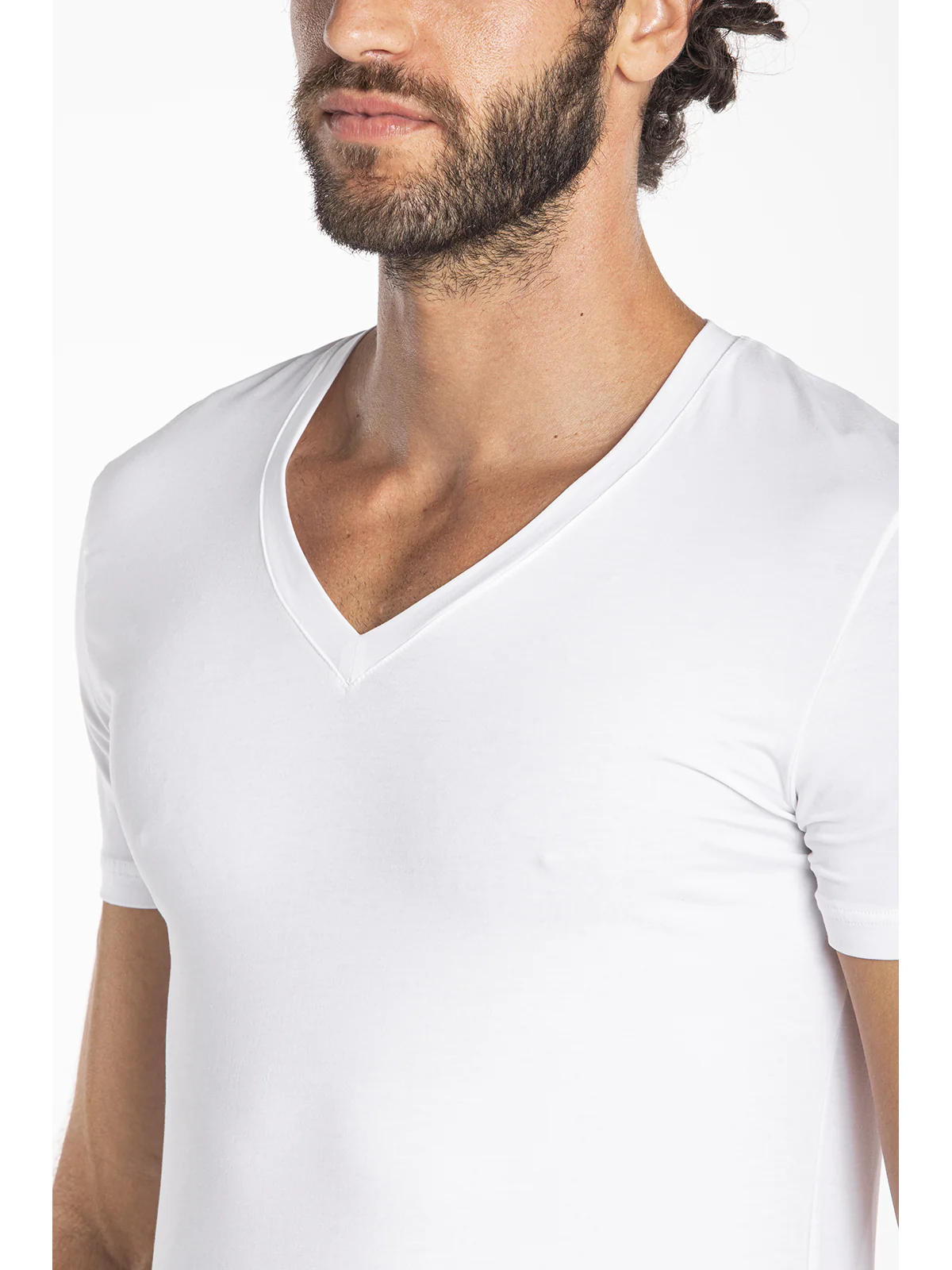 Lightweight stretch cotton v-neck t-shirt