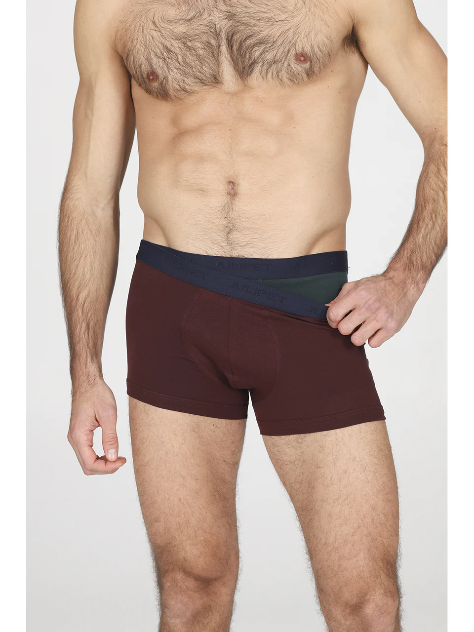 Colored boxer shorts, medium length in stretch cotton jersey