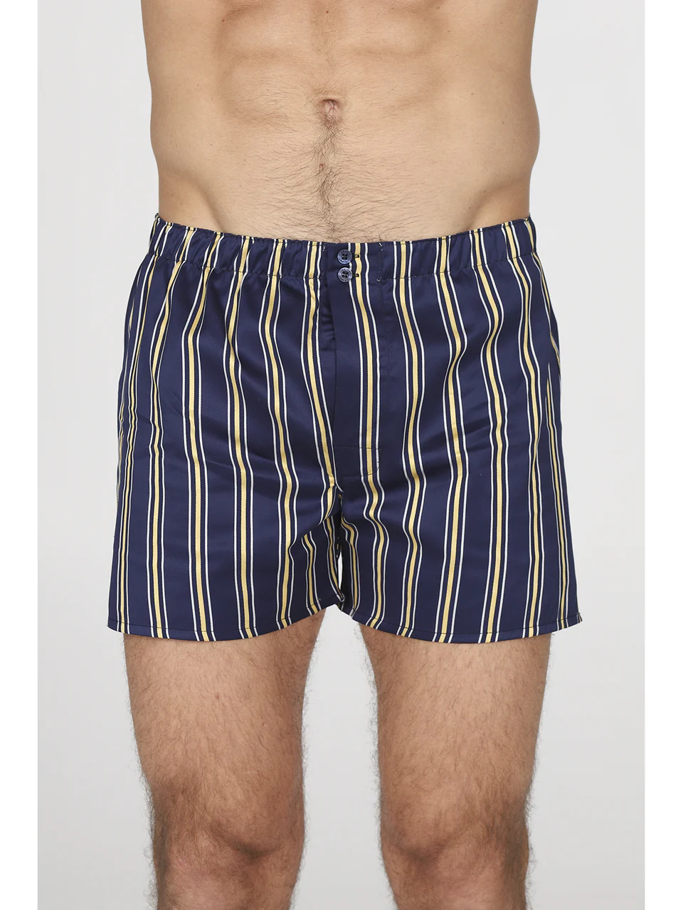 Boxer made of fine pure cotton pinstriped poplin in blue