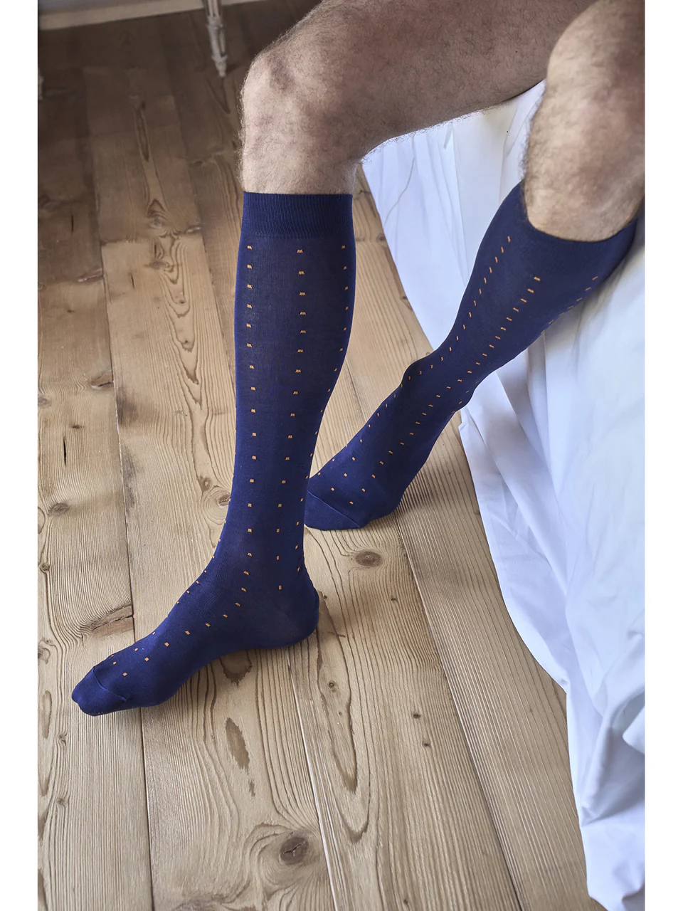 Knee-high socks in fresh cotton filocco, box of 3 pairs
